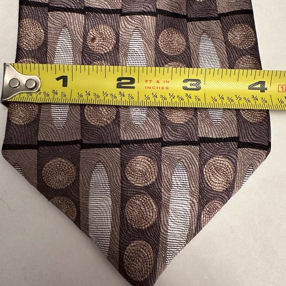 ZIGGURAT By Mulberry 100% Silk Necktie Brown Gray Geometric USA Designer - Picture 4 of 4